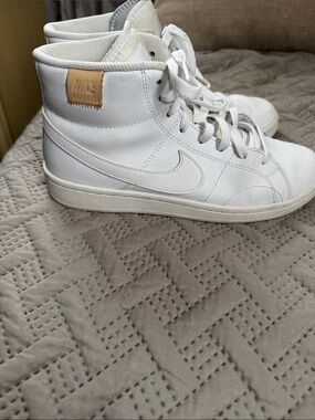 Nike White High-Top Sneakers with Tan Accent